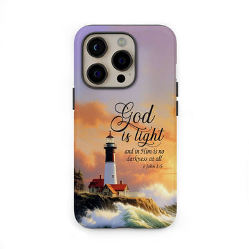 1 John 1:5 God is Light, Lighthouse, Christian Phone Case