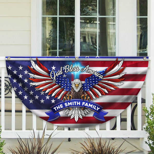 Custom Family Name Faith, Family & Freedom America 250 Years Non-Pleated Fan Flag