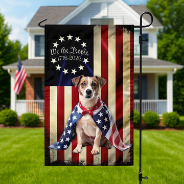 Custom Photo My Dog Loves America 250 Garden Flag
