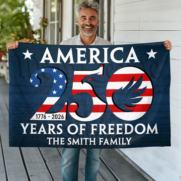 Personalized Family Name America 250 Years of Freedom Banner House Flag