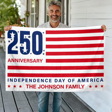 Personalized Family Name 250 Anniversary Independence Day of America Banner House Flag
