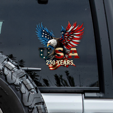 Patriotic Bald Eagle USA 250 Years Car Window Decal Sticker