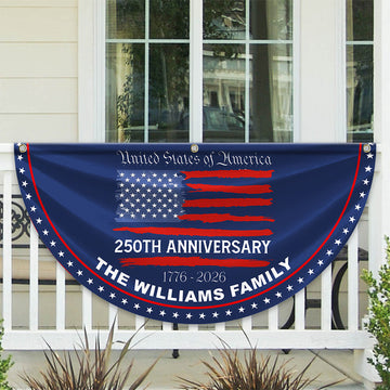 Custom Family Name USA 250th Anniversary Non-Pleated Fan Flag