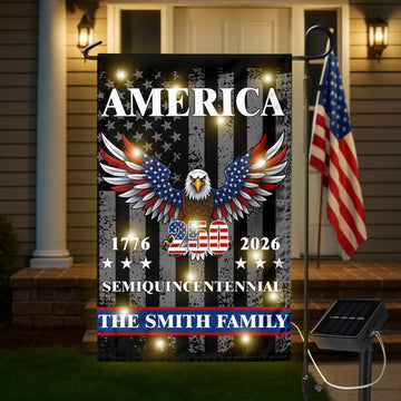 Custom Family America Eagle 250th Anniversary Semiquincentennial 1776-2026 Patriotic Led Garden Flag