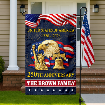 Custom Family Name Bald Eagle United States Of America 250th Anniversary Garden Flag
