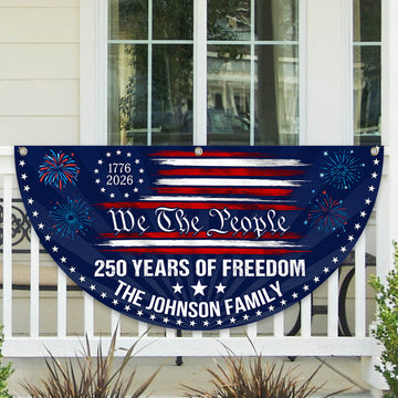 Custom Family Name 250 Years USA Patriotic Heritage 1776 2026 Non-pleated Fan Flag