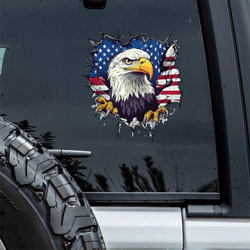 American Eagle With Flag Patriotic Car Window Decal Sticker