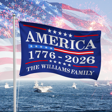 Personalized Family Name 250th Birthday Flag America Anniversary Banner House Flag
