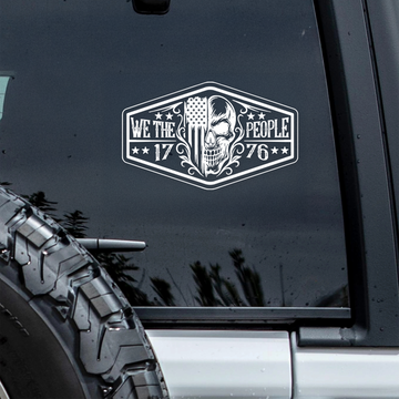 Patriotic We the People USA Flag Skull America 1776 Car Window Decal Sticker