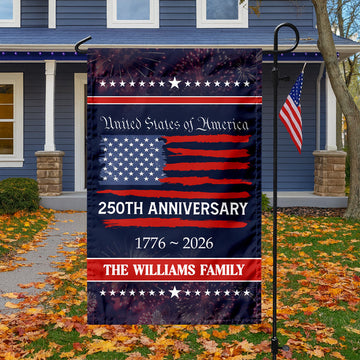 Custom Family Name USA 250th Anniversary Garden Flag