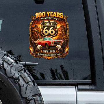 Custom Photo 100 Years Of Adventure Route 66 Car Window Decal Sticker For Car Lover