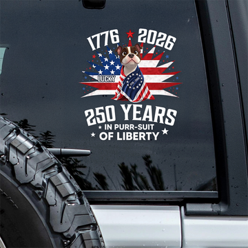 Personalized 250 Years In Purr-suit Of Liberty Vintage Dog Car Sticker