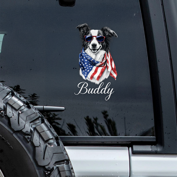 Personalized USA 250 Years Anniversary Patriotic Dog Portrait Car Window Decal