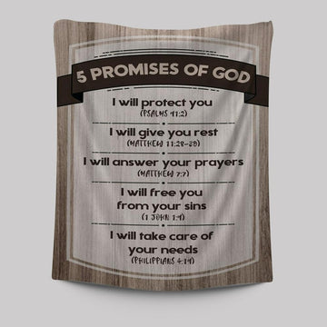 5 Promises Of God Tapestry Wall Art - Christian Tapestries Prints - Religious Wall Decor