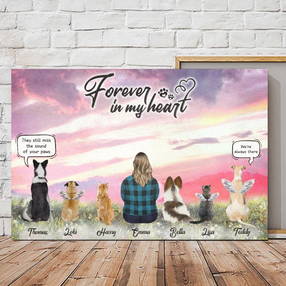 Personalized Canvas/Poster Prints For Friends/Pet Lovers - Unique Gift Custom With Dogs/Cats Breed &amp; Names - One Mom with Pets Conversation - Life is better with fur babies - (Up To 6 Pets/Dogs/Cats) - Furlidays