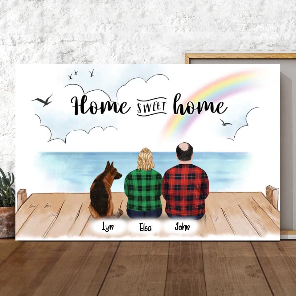 Custom Canvas/Poster Prints for Family/Pet Lovers - Unique Gift Personalized With Dogs/Cats breed &amp; Names - Mom Dad with Pets - Life is better with fur babies - (Up to 5 Dogs/Cats/People)