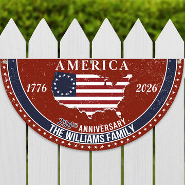 Personalized Family Name America 250th Anniversary Non-Pleated Fan Flag