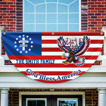 Custom Family Name 250th Patriot Eagle God Bless America Non-Pleated Fan Flag