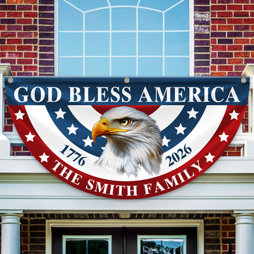 Custom Name Patriotic Eagle God Bless America Non-Pleated Fan Flag