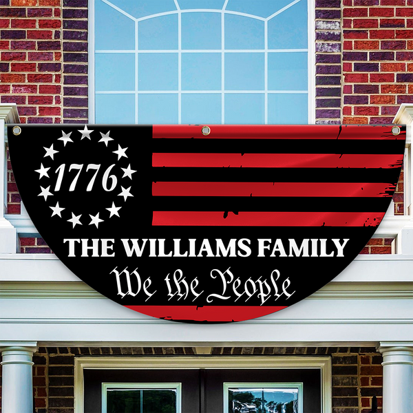 Custom Family Name We The People America Non-Pleated Fan Flag