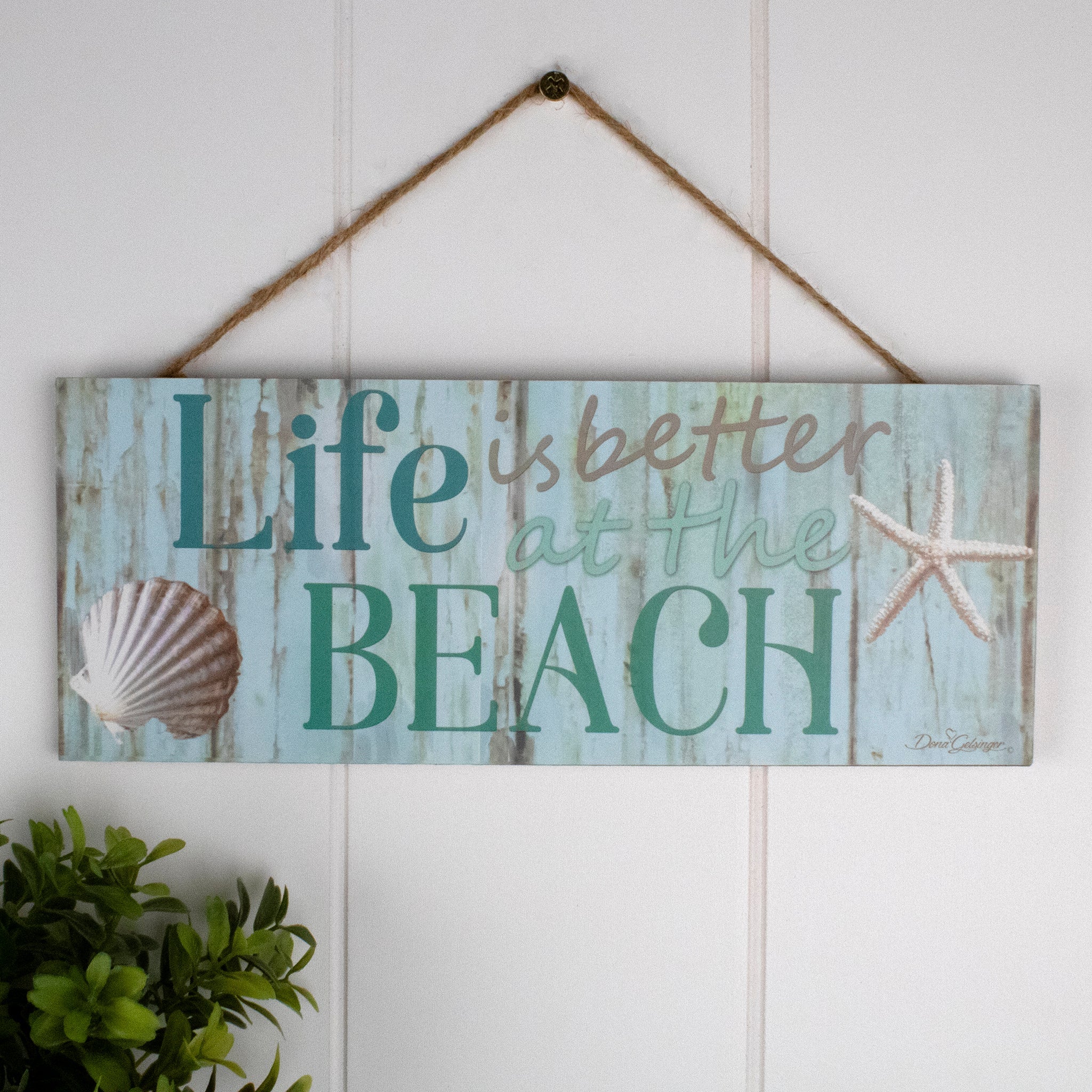 Better at the Beach Wooden Sign with Rope Hanger
