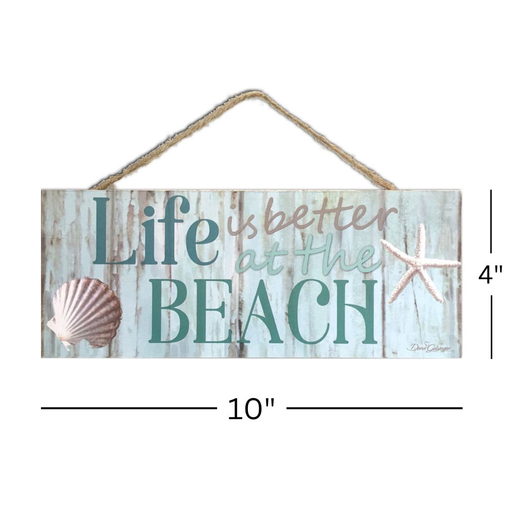 Better at the Beach Wooden Sign with Rope Hanger