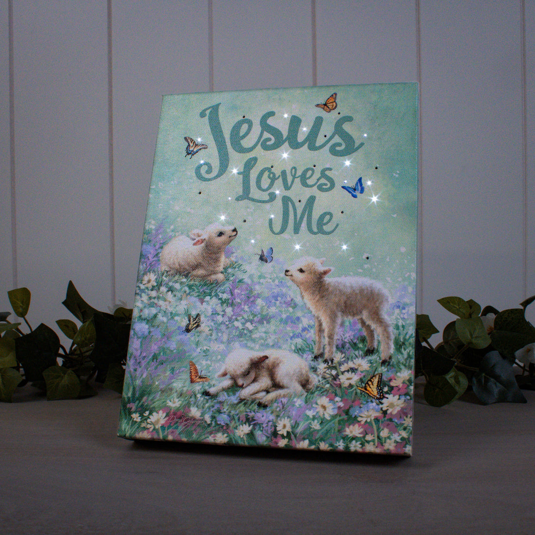 Jesus Loves Me 8x6 Lighted Tabletop Canvas