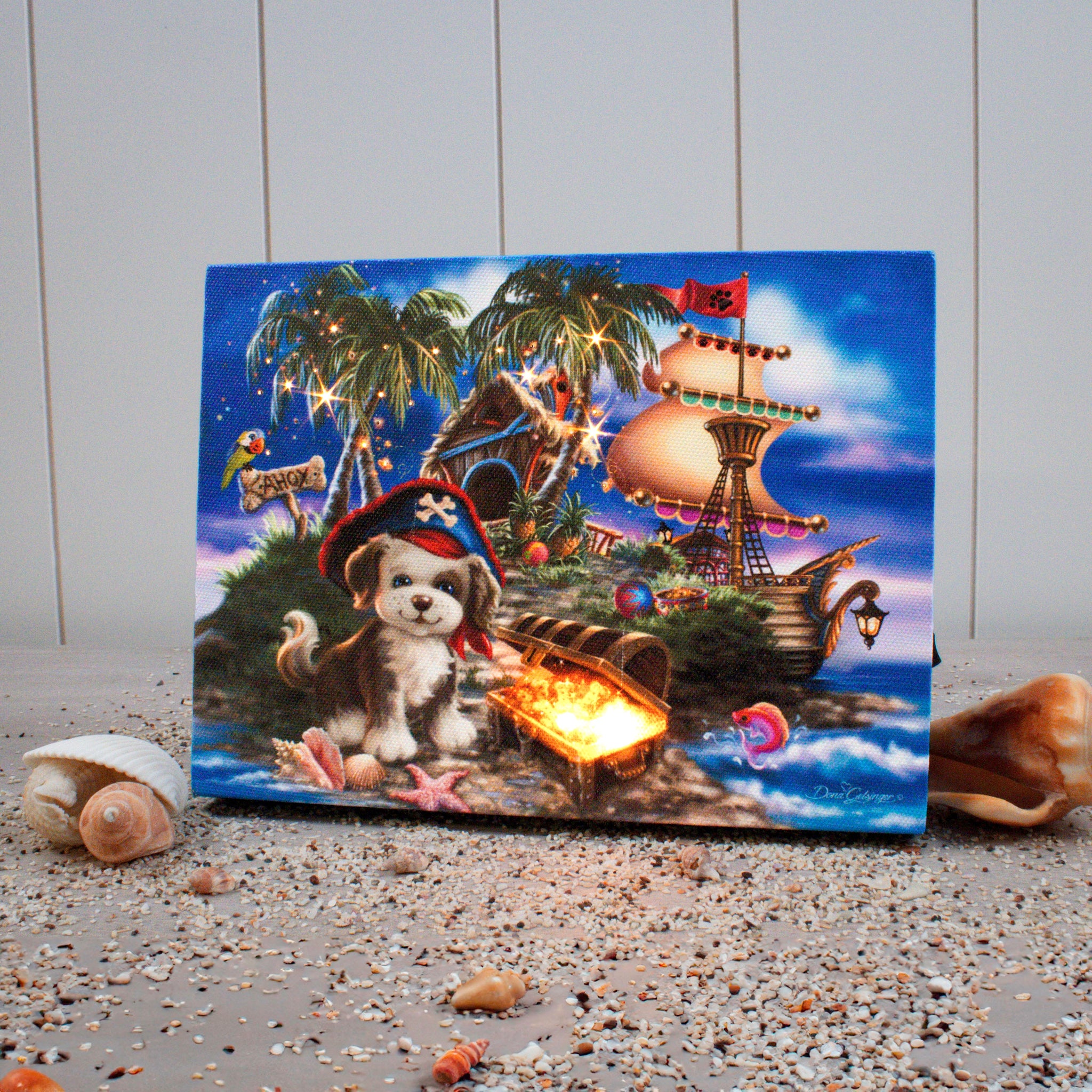 Puppy Pirate 8x6 Lighted Tabletop Canvas