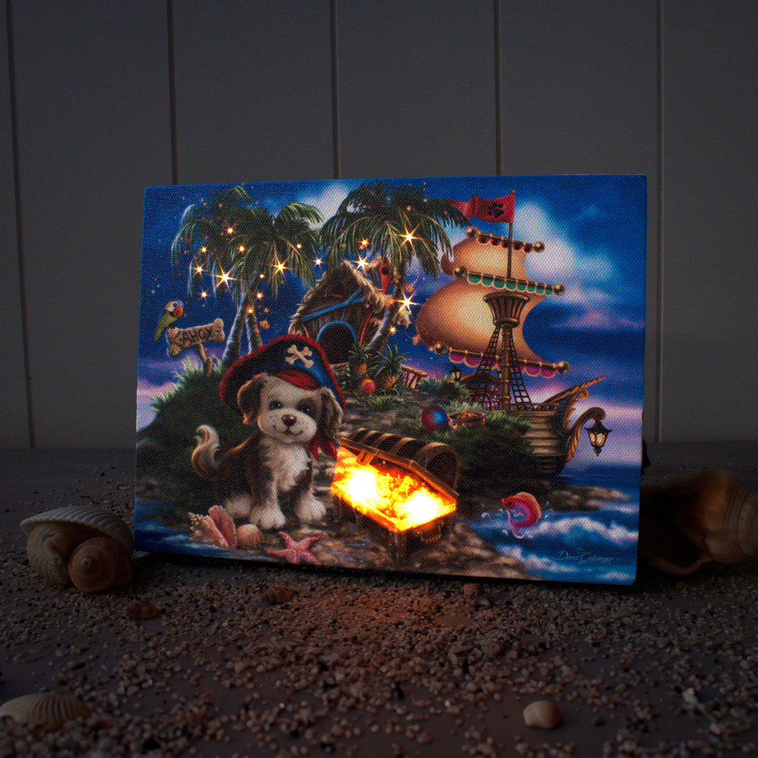 Puppy Pirate 8x6 Lighted Tabletop Canvas