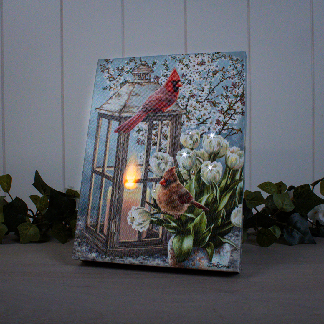 Sweet Cardinals 8x6 Lighted Tabletop Canvas