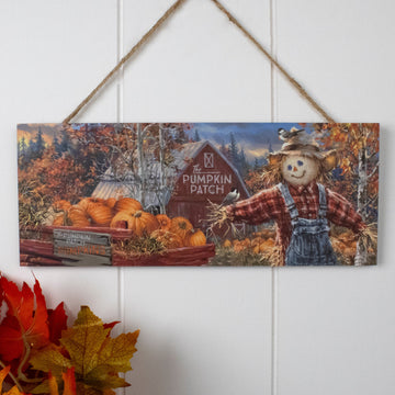 Pumpkin Patch Wooden Sign with Rope Hanger