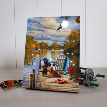 Summer on the Dock 8x6 Lighted Tabletop Canvas