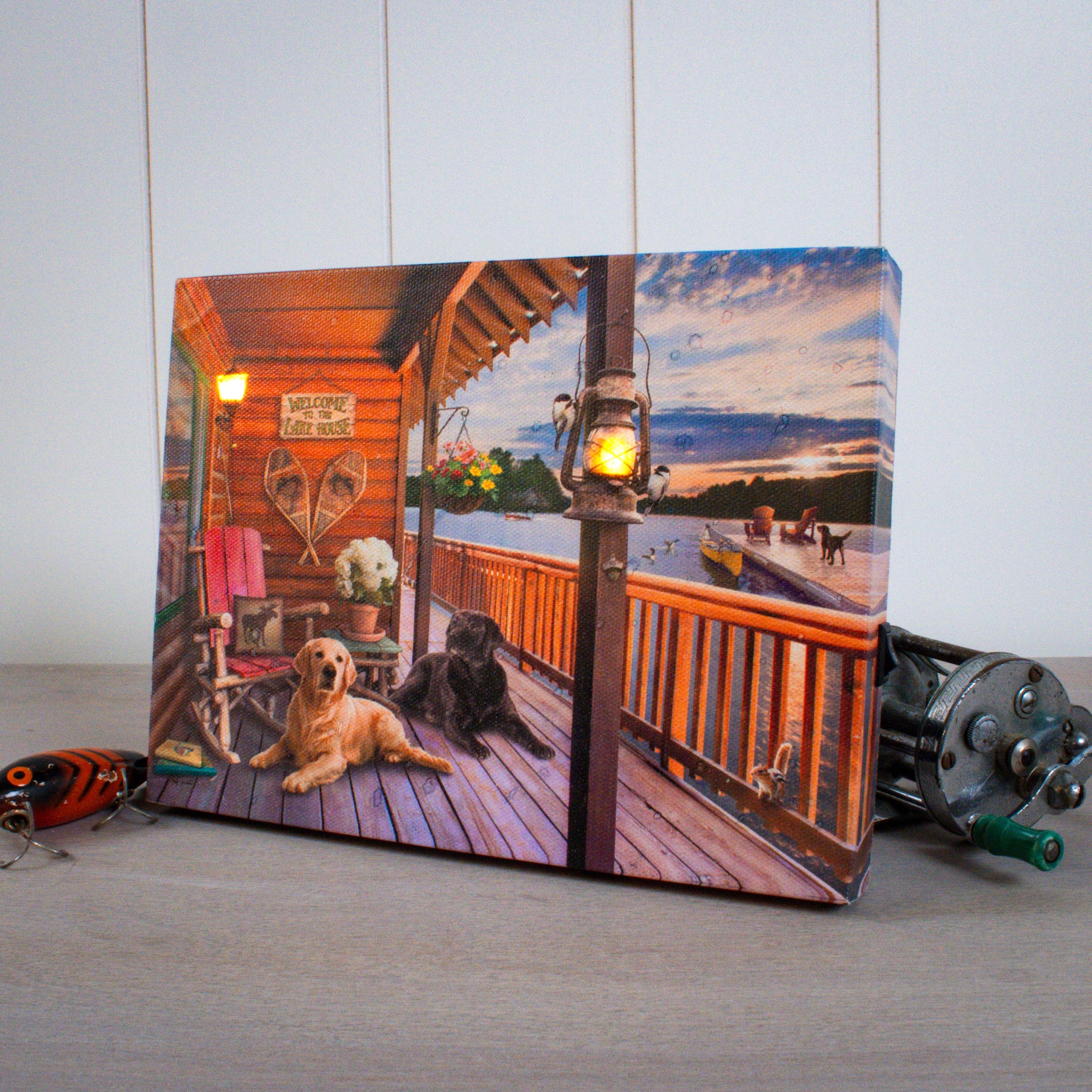 The Lake House 8x6 Lighted Tabletop Canvas
