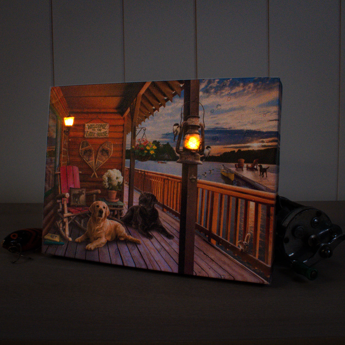 The Lake House 8x6 Lighted Tabletop Canvas