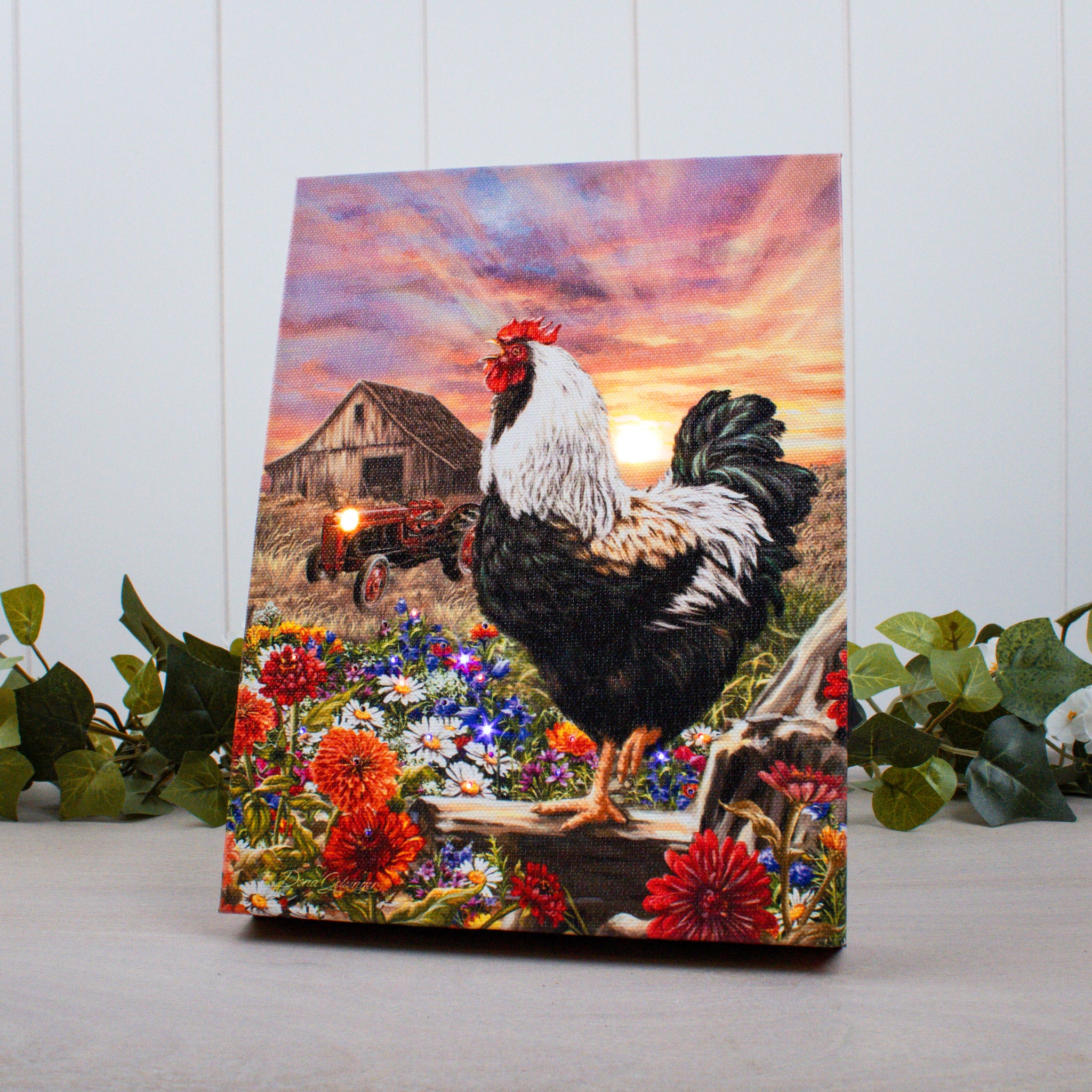 Rooster Crow 8x6 Lighted Tabletop Canvas