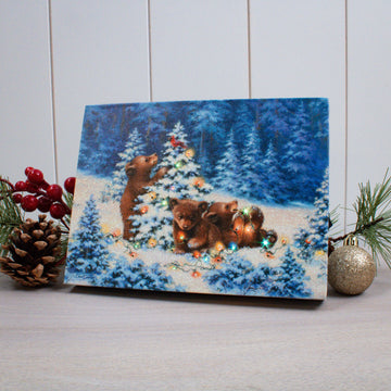 Playful Bears 8x6 Lighted Tabletop Canvas