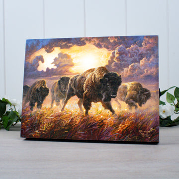 Running Buffalo 8x6 Lighted Tabletop Canvas