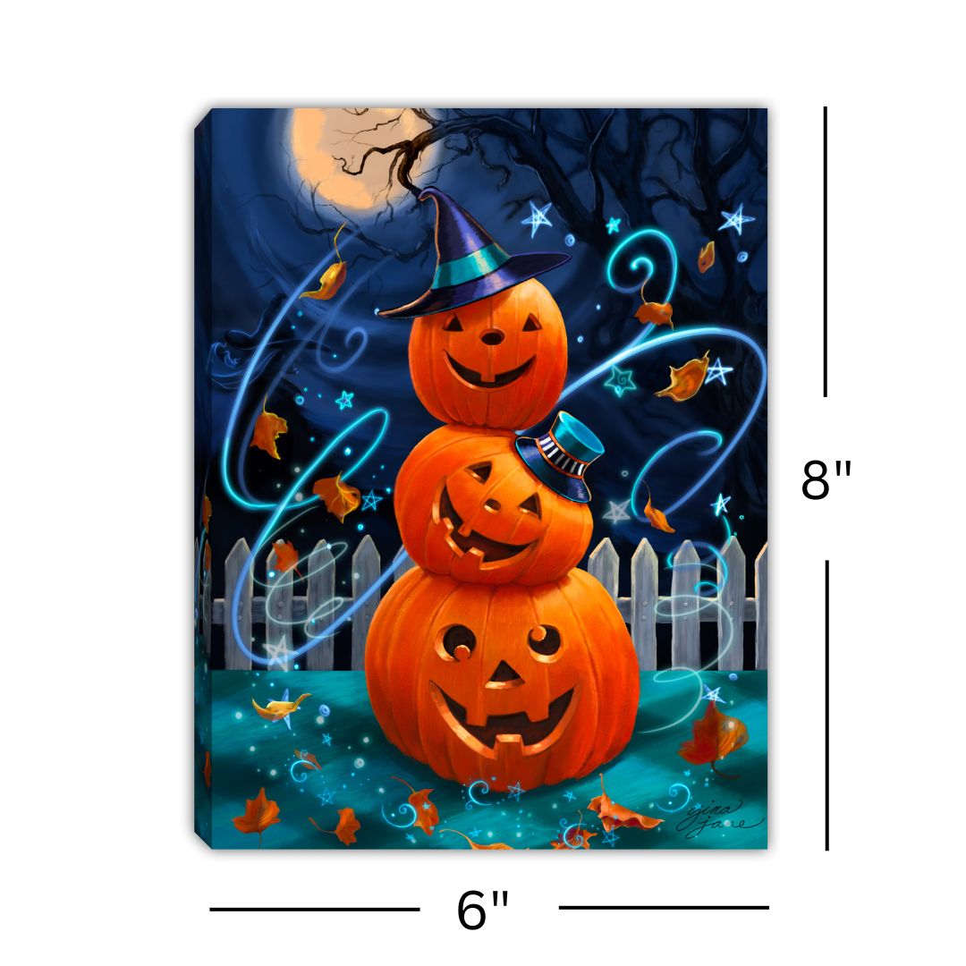 Pumpkin Stacks 8x6 Lighted Tabletop Canvas