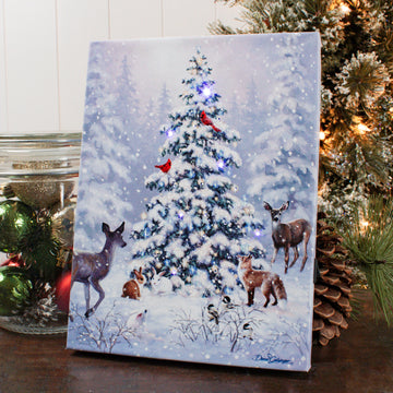 Woodland Christmas 8x6 Lighted Tabletop Canvas
