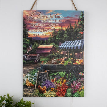 Bless this Farm Wooden Sign with Rope Hanger
