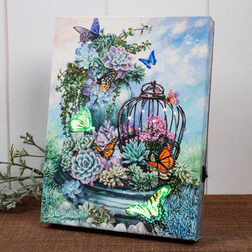 Succulent Garden 8x6 Lighted Tabletop Canvas