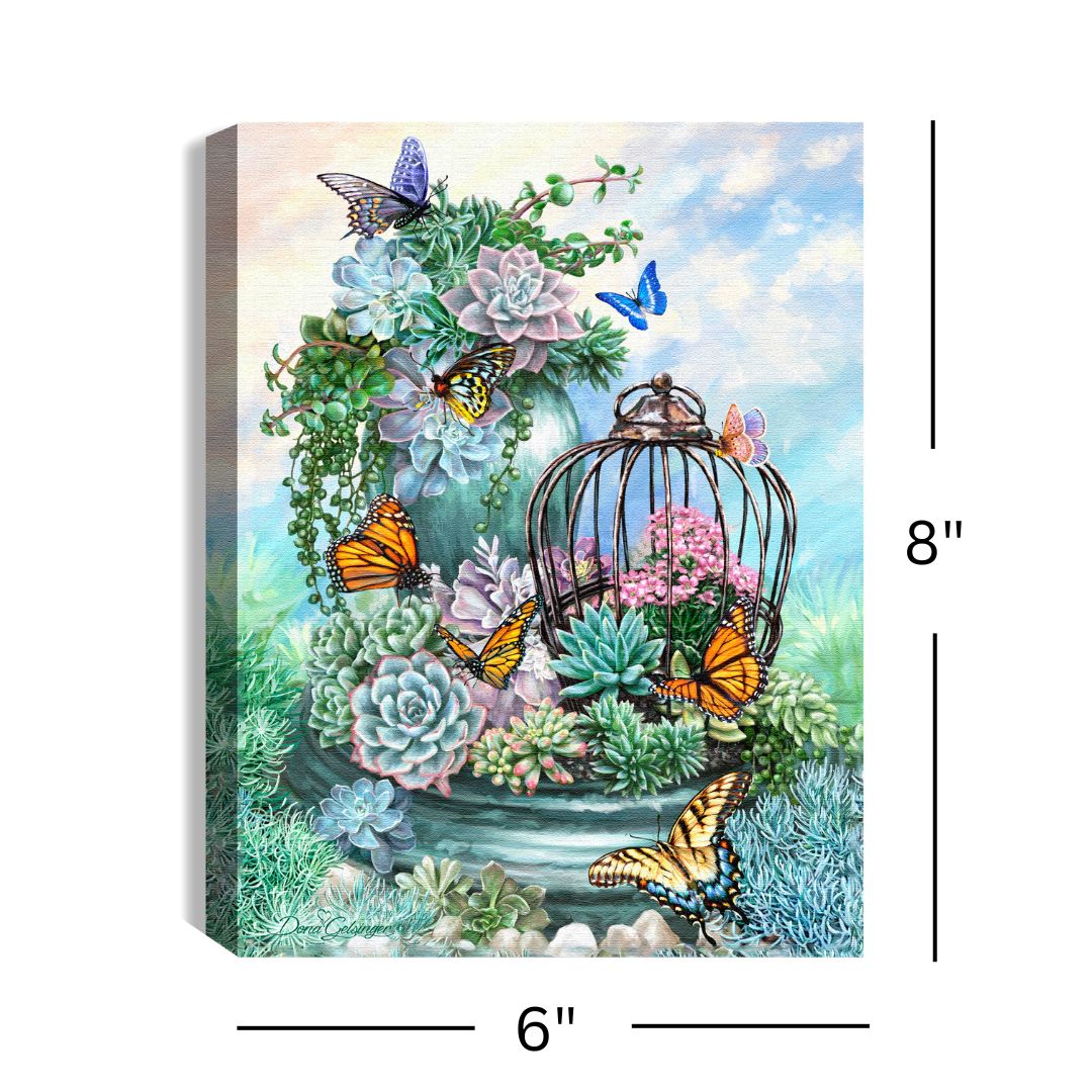 Succulent Garden 8x6 Lighted Tabletop Canvas