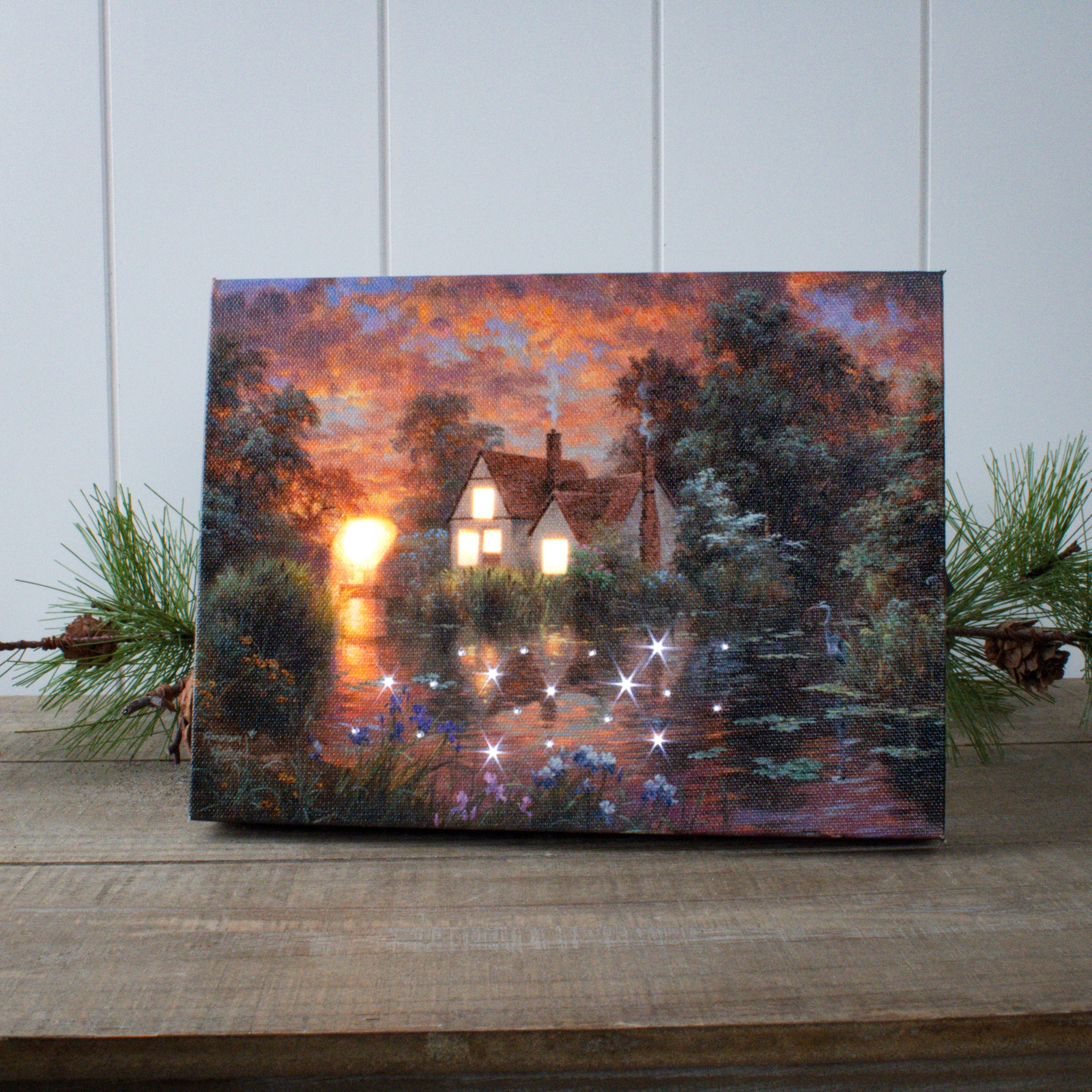 Wetland Cottage 8x6 Lighted Tabletop Canvas