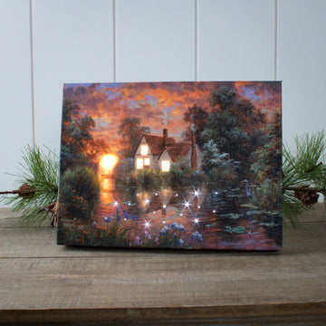 Wetland Cottage 8x6 Lighted Tabletop Canvas