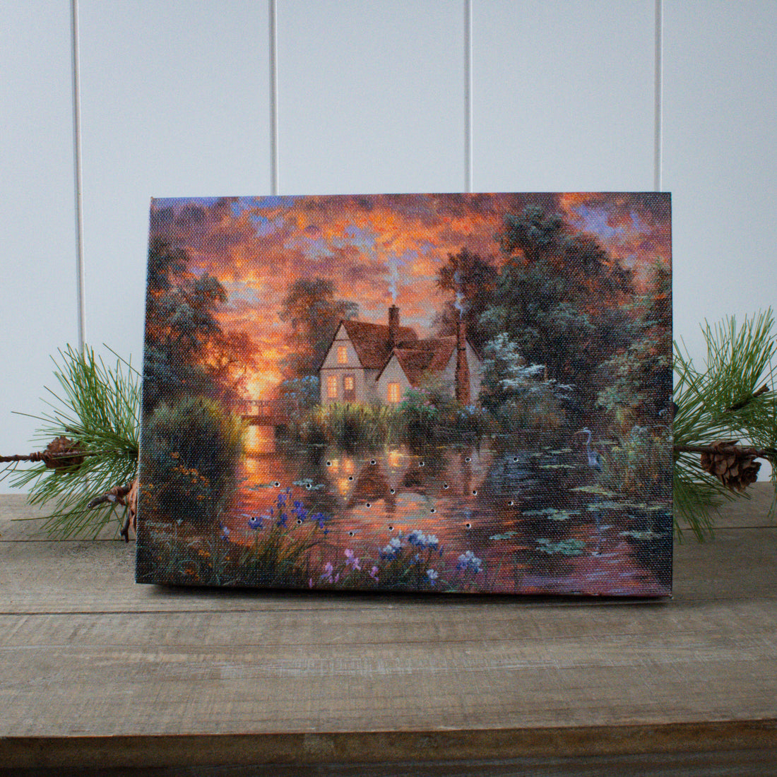 Wetland Cottage 8x6 Lighted Tabletop Canvas