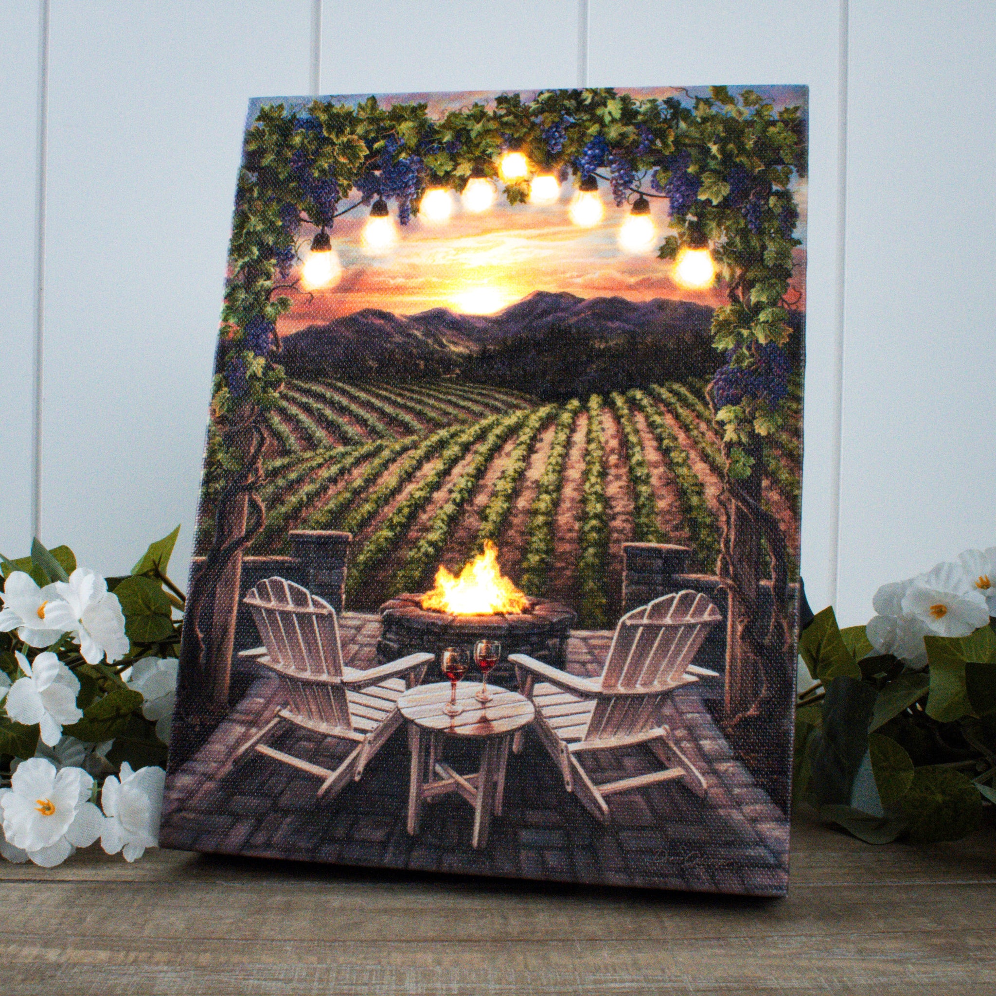 Wine at Sunset 8x6 Lighted Tabletop Canvas