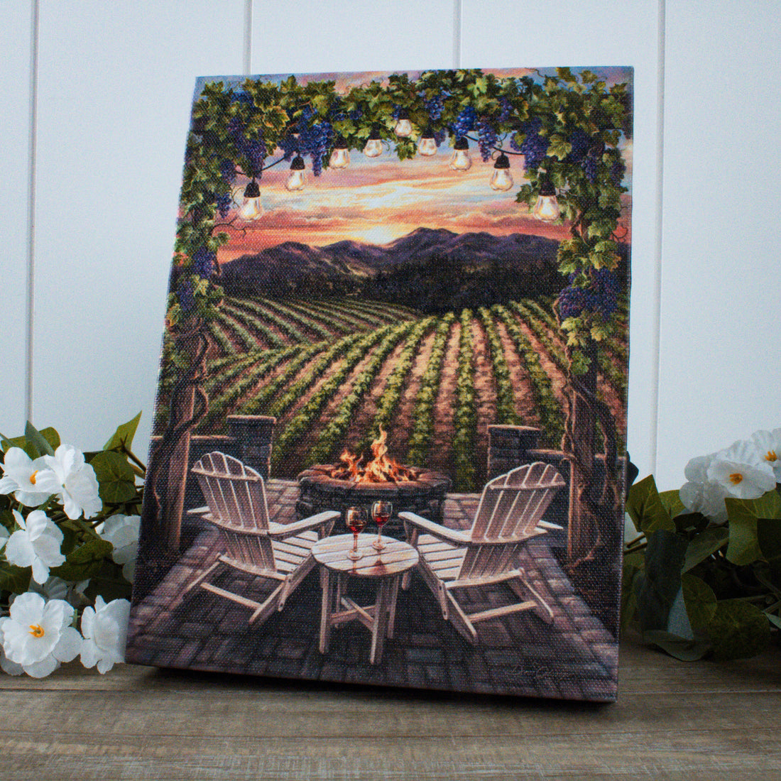 Wine at Sunset 8x6 Lighted Tabletop Canvas