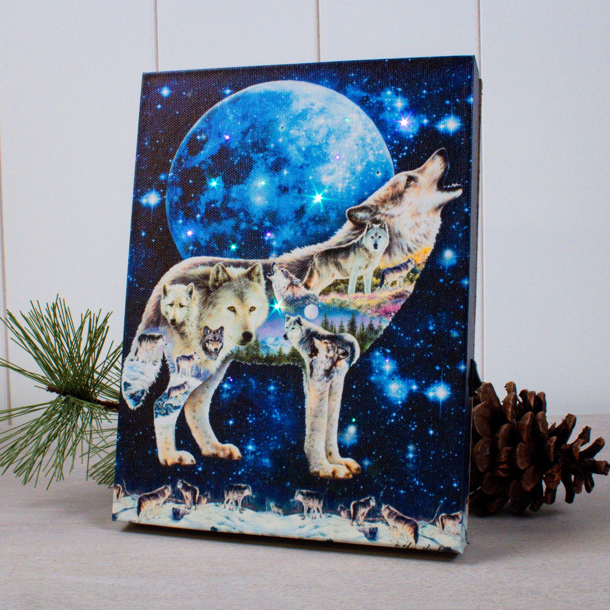 Spirit Wolf 8x6 Lighted Tabletop Canvas
