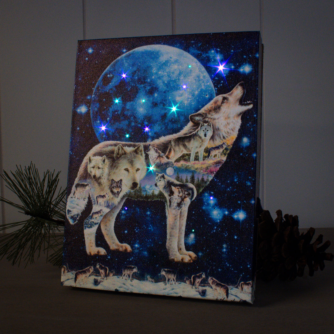 Spirit Wolf 8x6 Lighted Tabletop Canvas