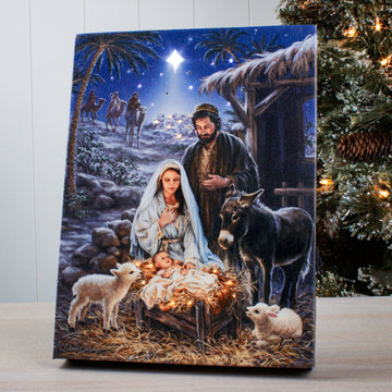 A Savior is Born 8x6 Lighted Tabletop Canvas